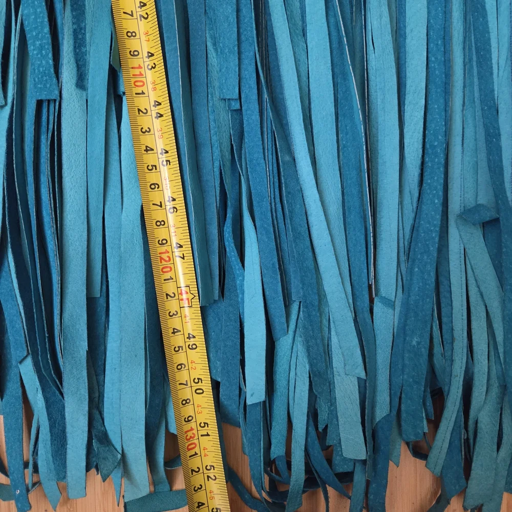 Chic Asymmetrical Teal Fringe Dress - Picture 5 of 9
